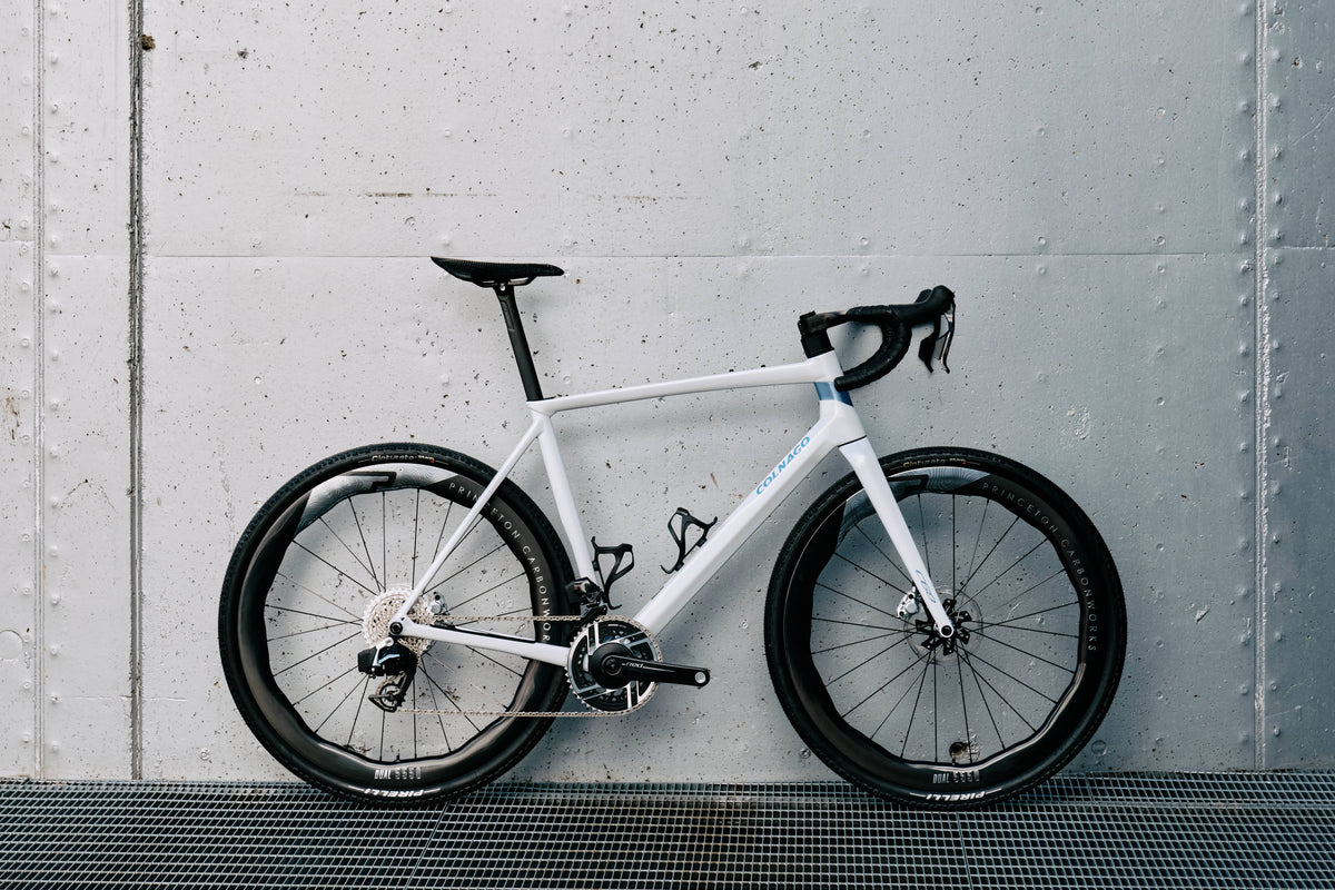 Drive side view of the Colnago C68 Gravel complete bicycle, custom built by Cicli Corsa.