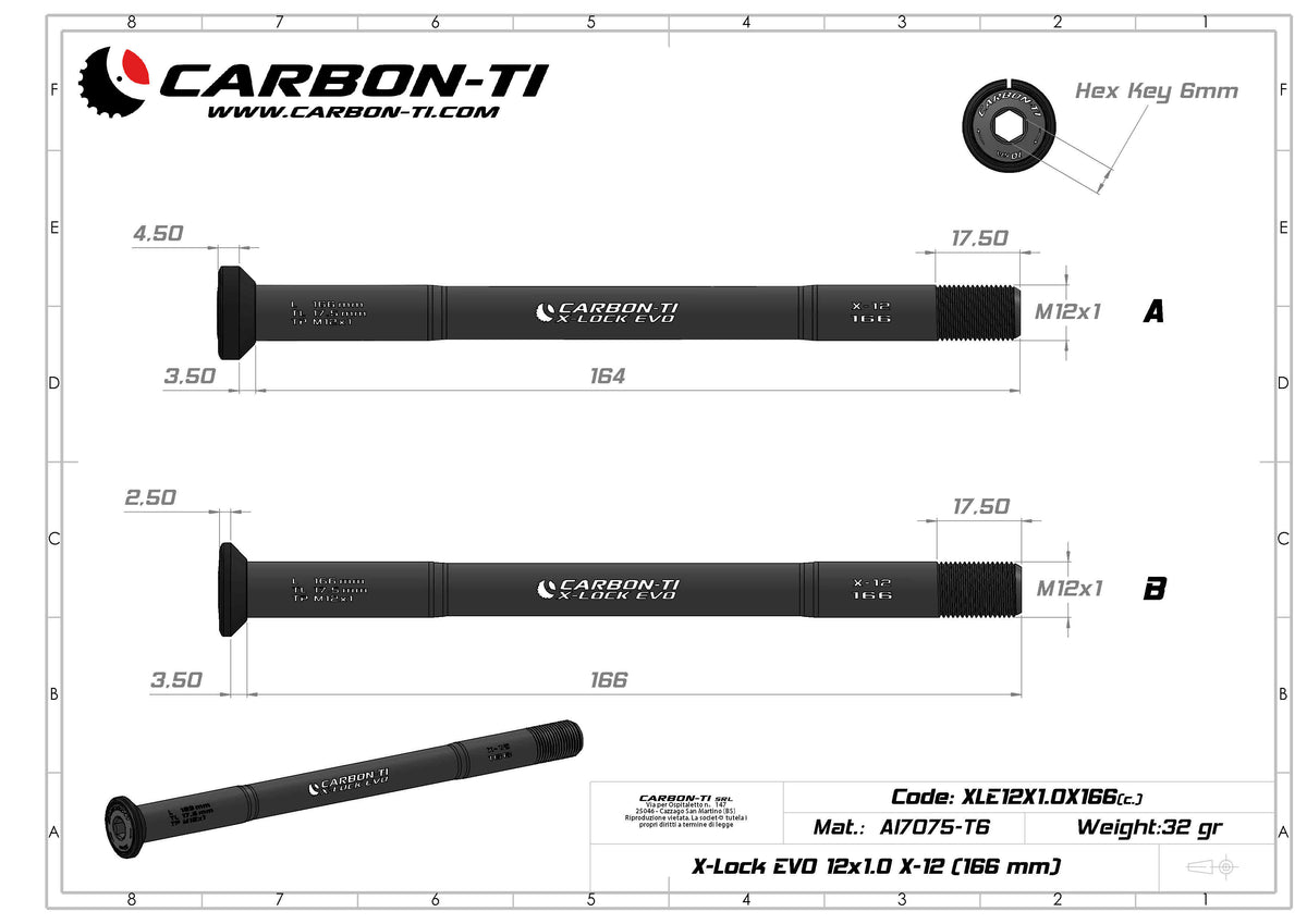Carbon-Ti X-Lock Evo 12x1.0 mm X-12 Rear - COLNAGO V5RS/Y1RS (166 mm) 
